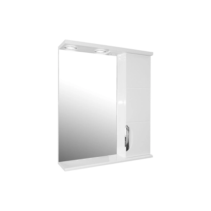 Зеркало-шкаф Loranto Стиль Соло 70 700х820х160, правостороннее, фрез. фасад, белый, CS00058917