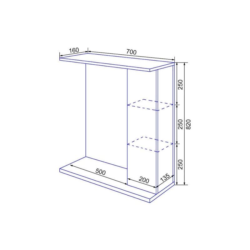 Зеркало-шкаф Loranto Стиль Соло 70 700х820х160, правостороннее, фрез. фасад, белый, CS00058917