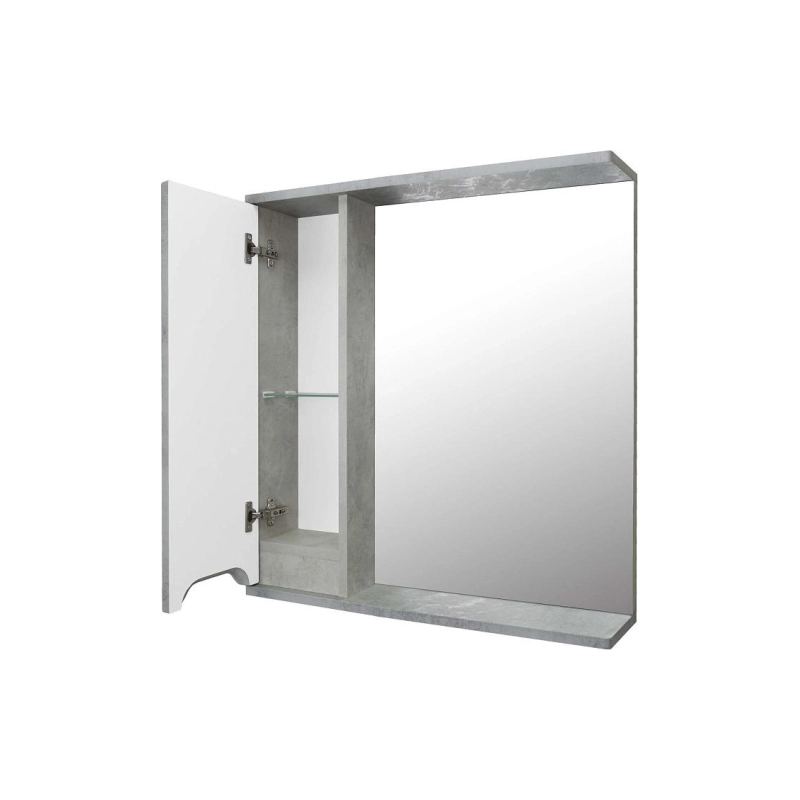 Зеркало-шкаф Loranto Florena 70 700х135х600, левостороннее, светлый бетон, CS00086986