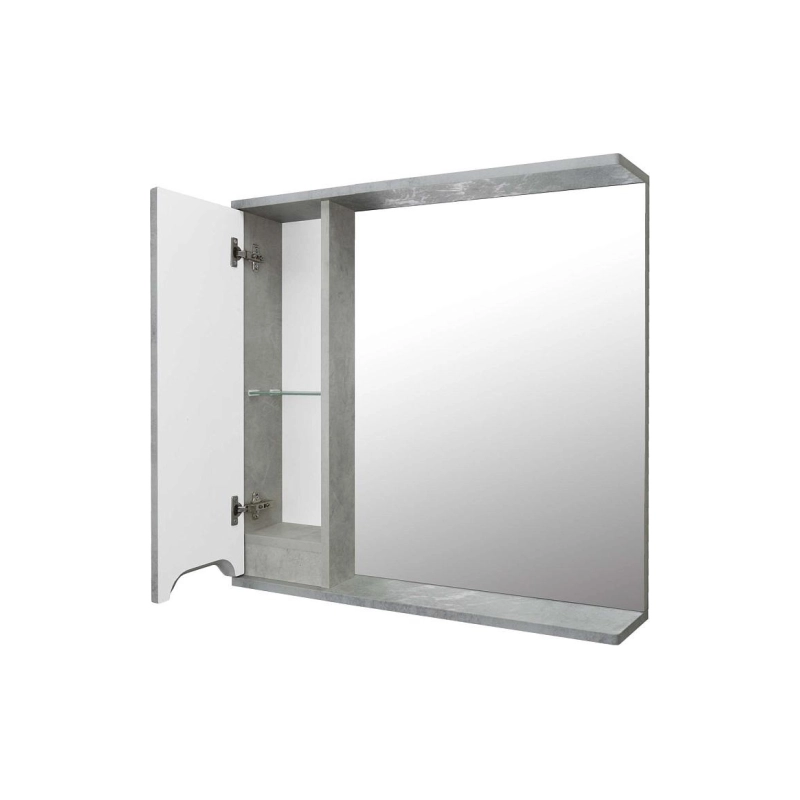Зеркало-шкаф Loranto Florena 80 800х135х600, левостороннее, светлый бетон, CS00086988