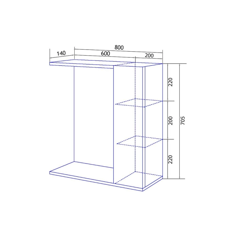 Зеркало-шкаф Loranto Janet 80 800х700х140, правостороннее, механизм доводчика, ольха, CS00049713