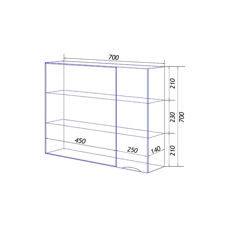 Зеркало-шкаф Loranto Santorini 70 700х140х700, правостороннее, белый, CS00086968