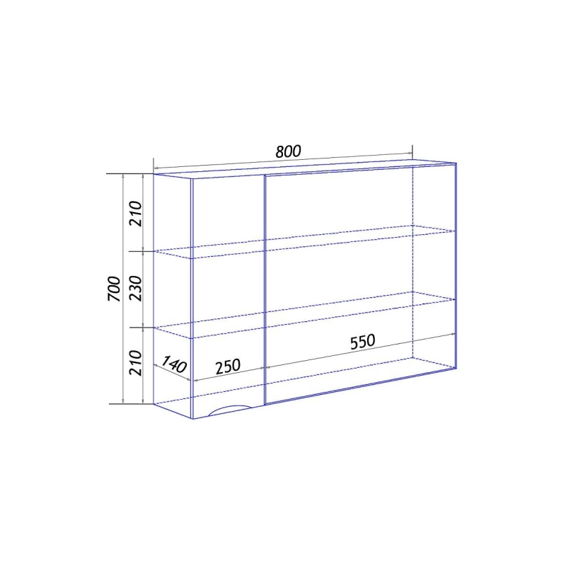 Зеркало-шкаф Loranto Santorini 80 800х140х700, левостороннее, белый, CS00086971