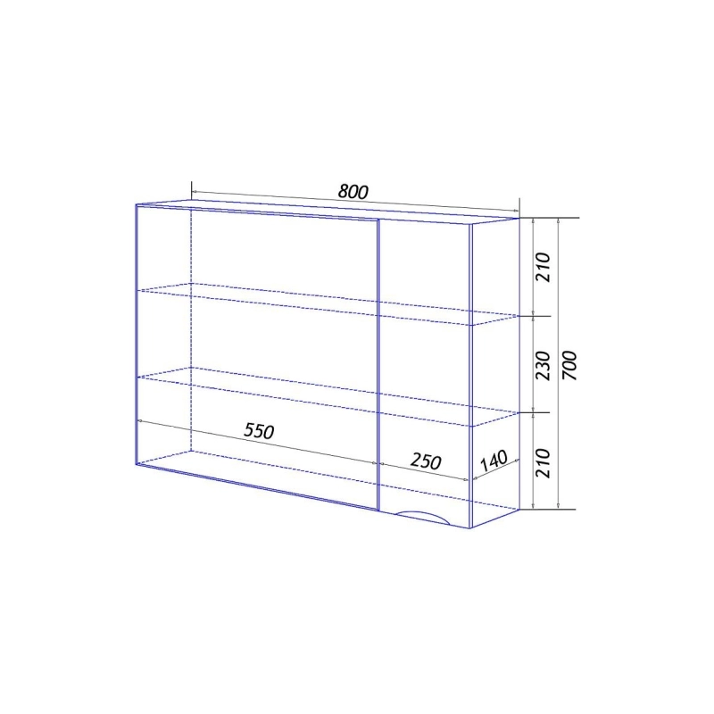 Зеркало-шкаф Loranto Santorini 80 800х140х700, правостороннее, белый, CS00086970