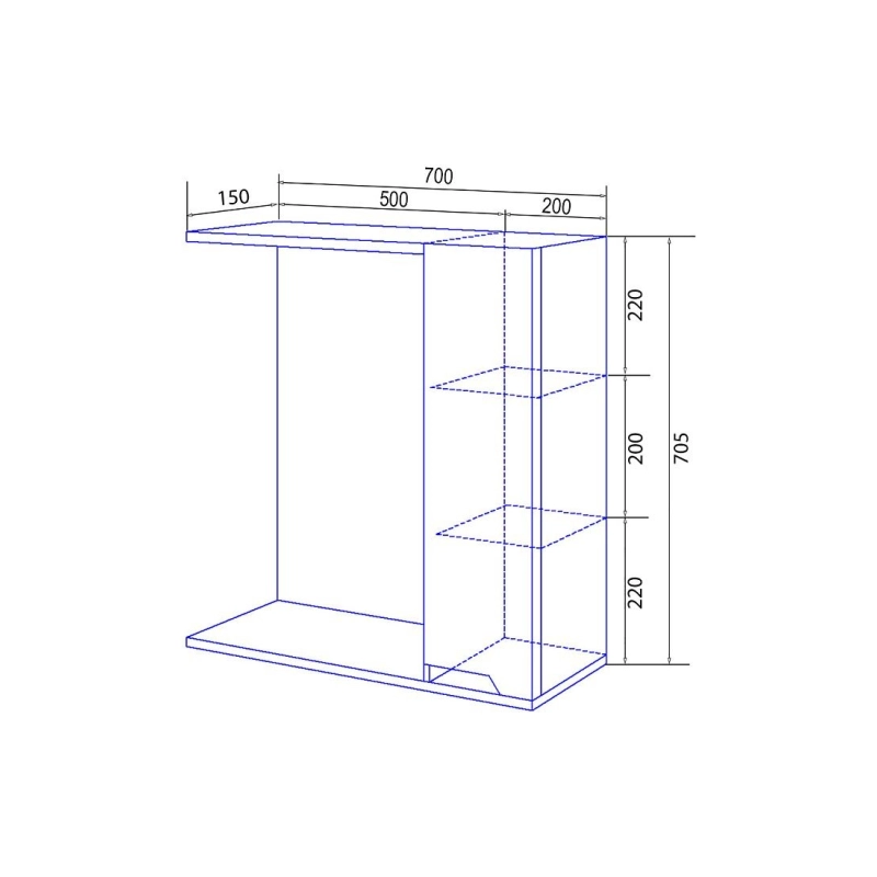 Зеркало-шкаф Loranto Палермо 700х150х700 , правостороннее, белый, CS00090465