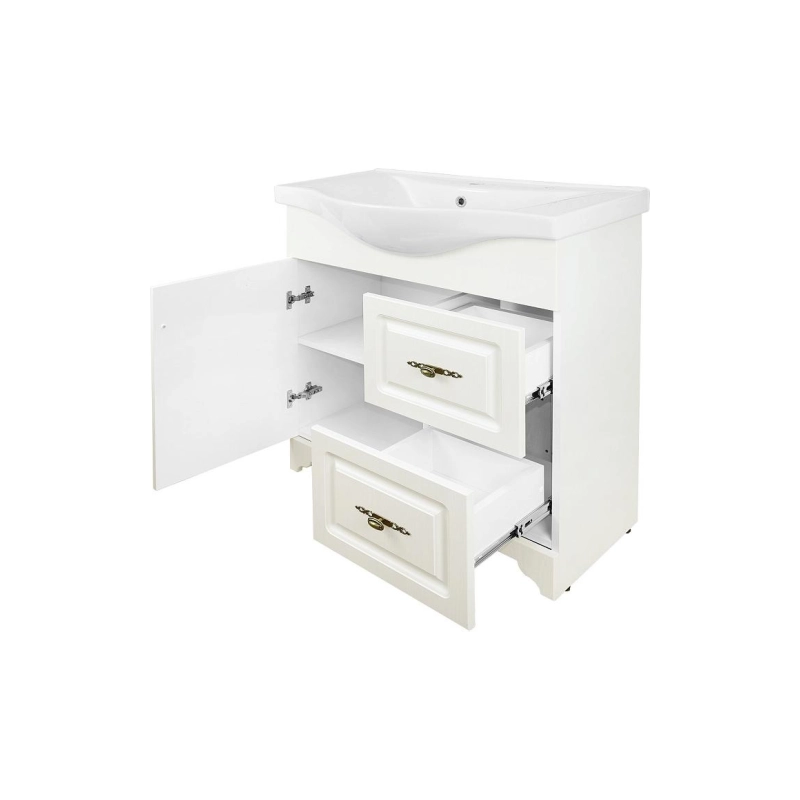 Тумба Loranto Janet 80 80х45,5х84 см, напольная, с раковиной Basic 80, ольха, CS00089897