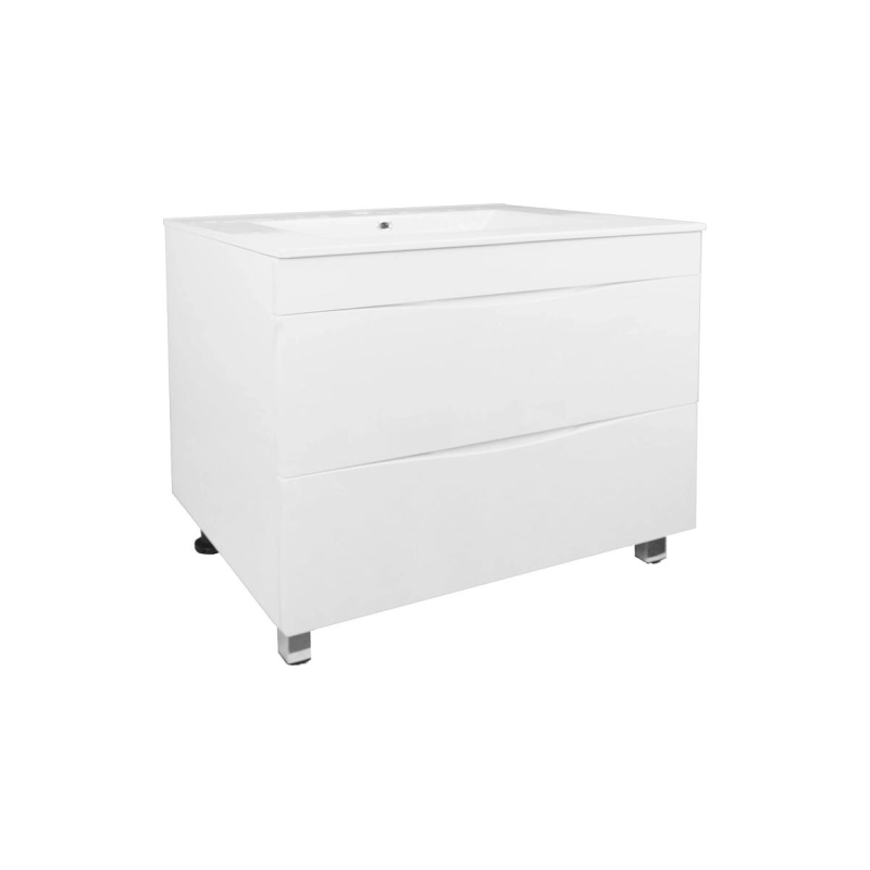 Тумба Loranto Santorini 80 81х46х81 см, напольная, с раковиной Leon, белый глянец, CS00086974