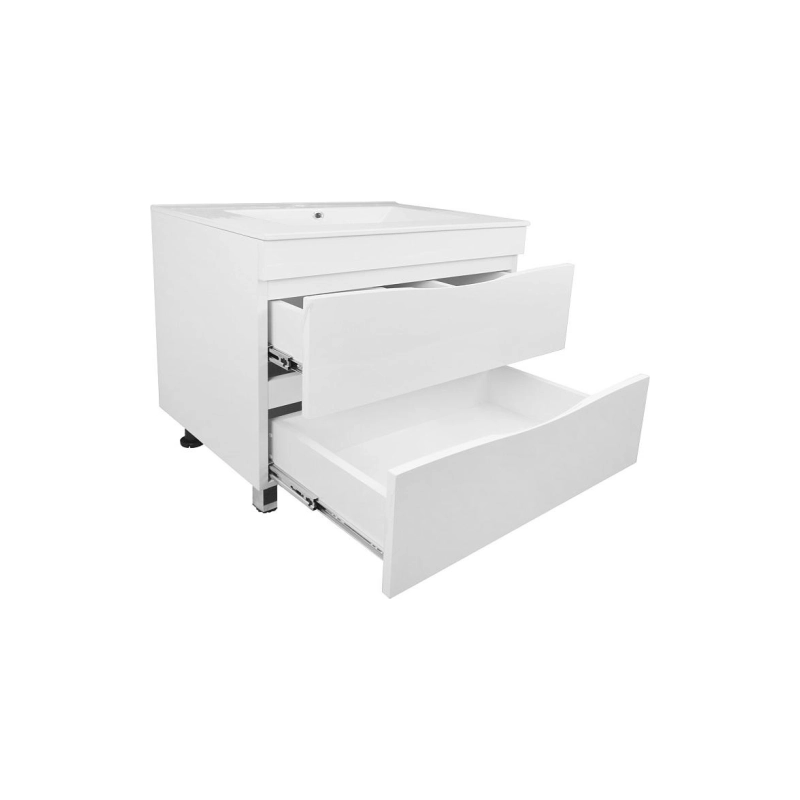 Тумба Loranto Santorini 80 81х46х81 см, напольная, с раковиной Leon, белый глянец, CS00086974