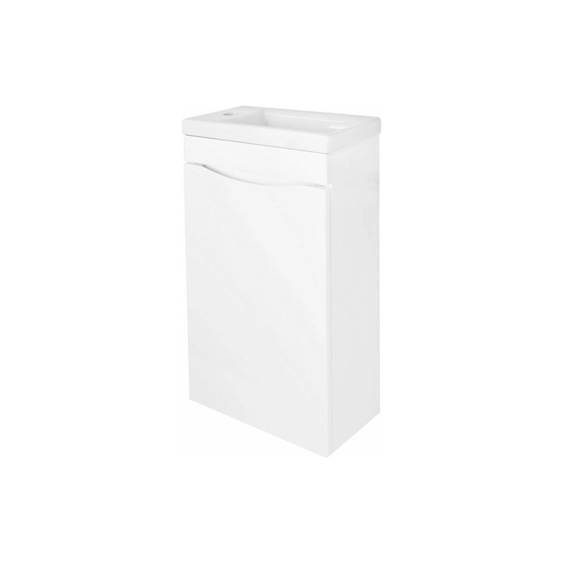 Тумба Алина 40 40х22х73 см, подвесная, с раковиной Миранда 40 левая, белый, CS00087021