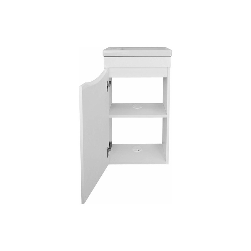 Тумба Алина 40 40х22х73 см, подвесная, с раковиной Миранда 40 левая, белый, CS00087021