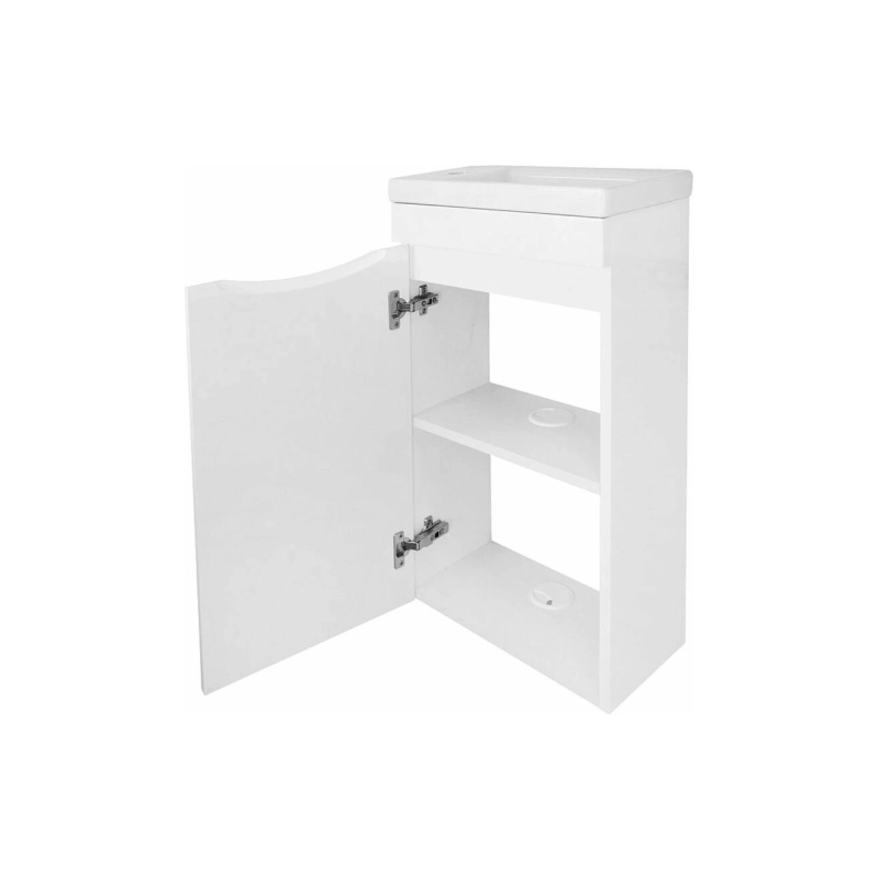 Тумба Алина 40 40х22х73 см, подвесная, с раковиной Миранда 40 левая, белый, CS00087021