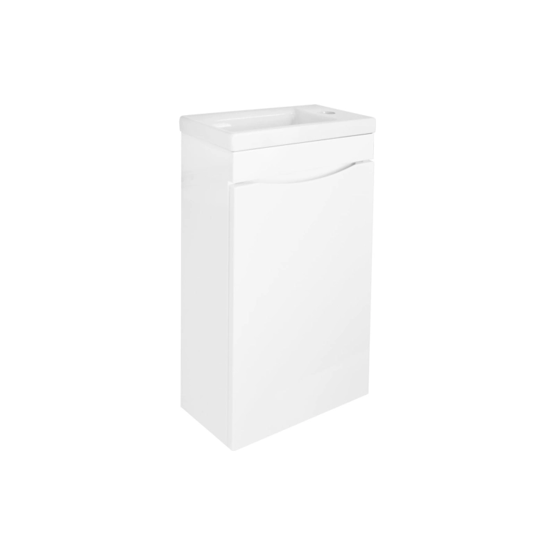 Тумба Алина 40 40х22х73 см, подвесная, с раковиной Миранда 40 правая, белый, CS00087022