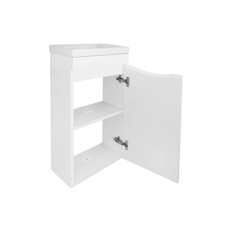 Тумба Алина 40 40х22х73 см, подвесная, с раковиной Миранда 40 правая, белый, CS00087022
