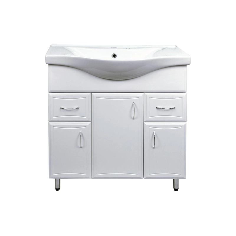 Тумба Loranto Коралл 80/2 80х85х46 см, напольная, с раковиной Basic 80, белый, CS00070754