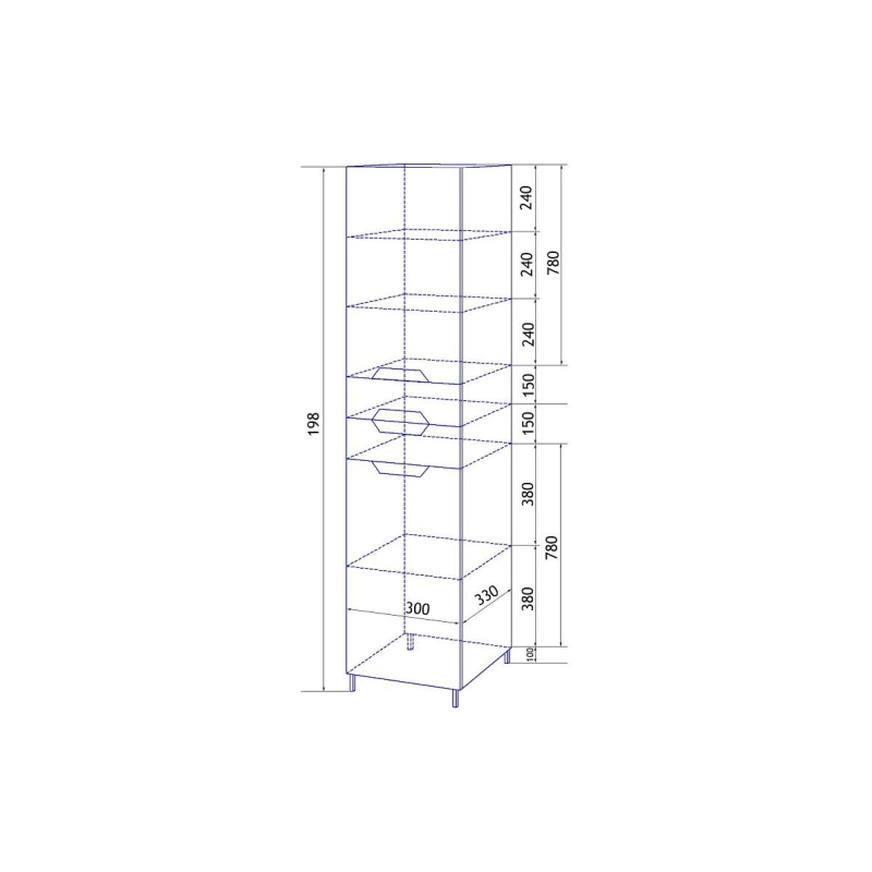 Пенал Loranto Стиль 30 30х197х33 см, напольный, правый, белый, CS00024676