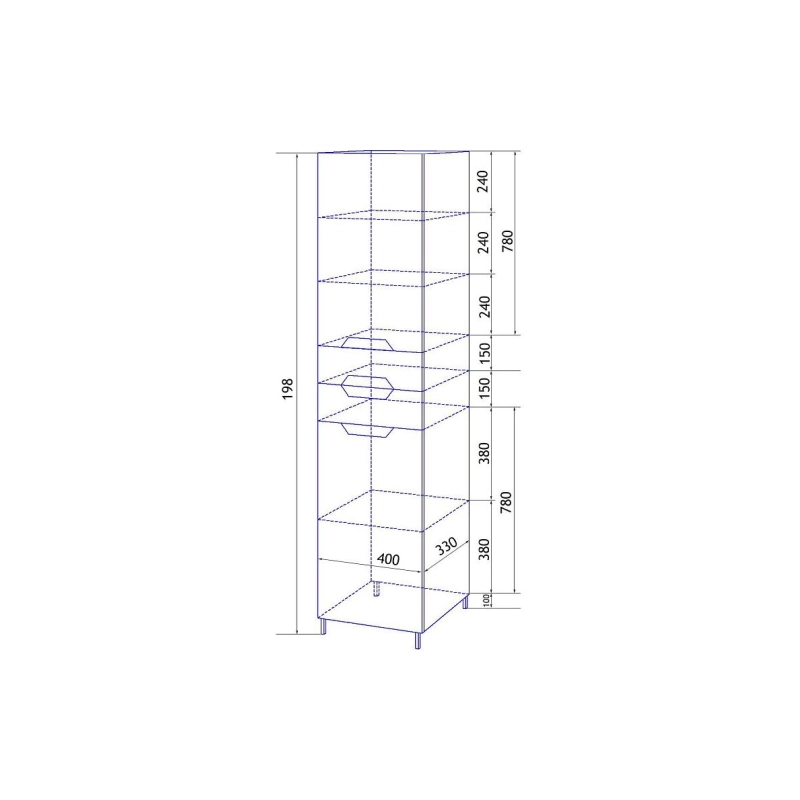 Пенал Loranto Стиль 40 40х197х33 см, напольный, правый, белый, CS00024796
