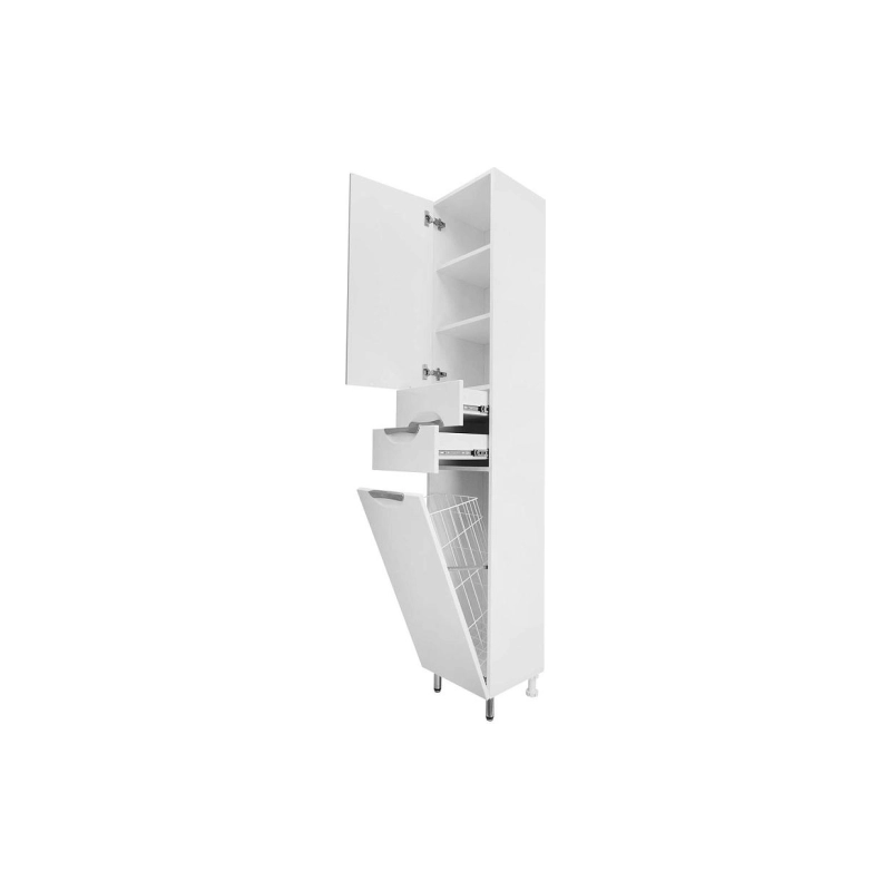 Пенал Loranto Стиль 40 40х197х33 см, напольный, с корзиной для белья, левый, белый, CS00024797