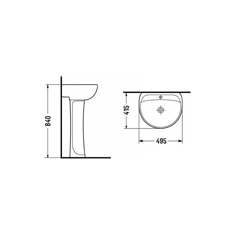 Раковина Loranto Atina 495х415х840 мм, с пьедесталом, белая, CS028