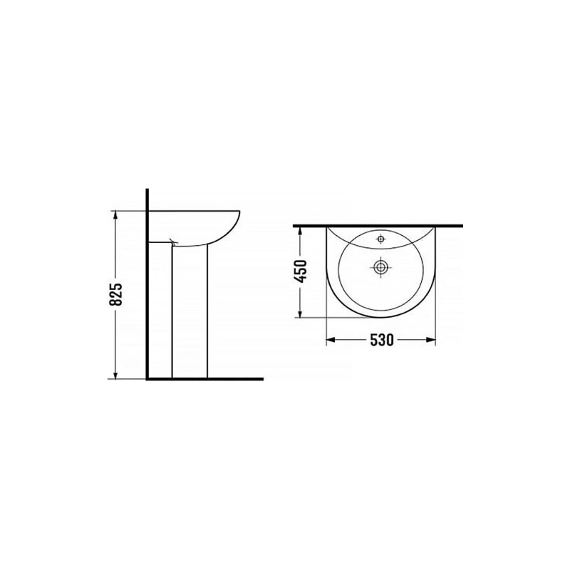 Раковина Loranto 530х450х825 мм, с пьедесталом, белая, CS025