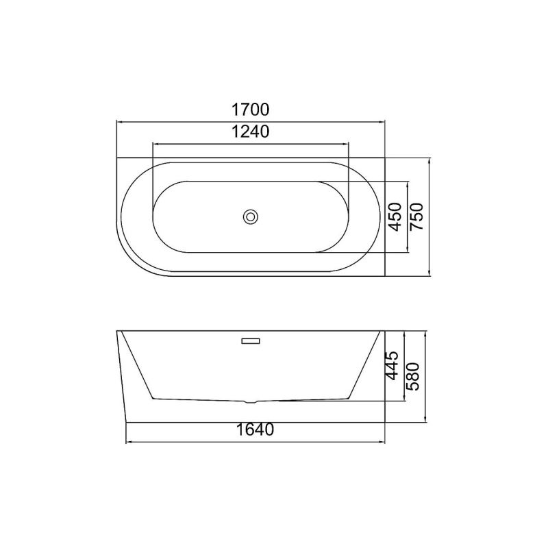 Ванна акрил. LAGO BLANCO 170х75х58 см пристенная, правая, (сиф.+мет. рамка), AZ67241CR