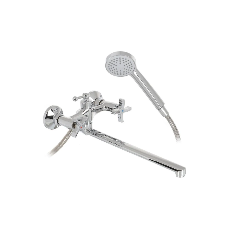 Р56 Смеситель Potato ванна с плоск.прям.излив. и пер. для душа Р2256