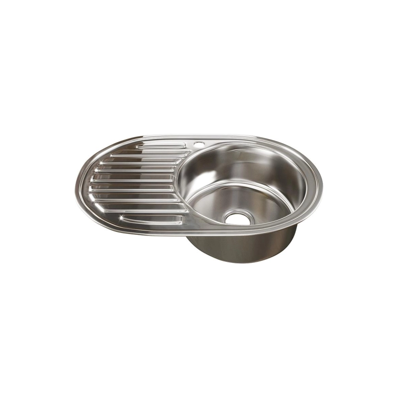 Мойка 77*50 (0,8) овал прав вып 3 1/2 с сифоном (глуб.18 см) ДЕКОР