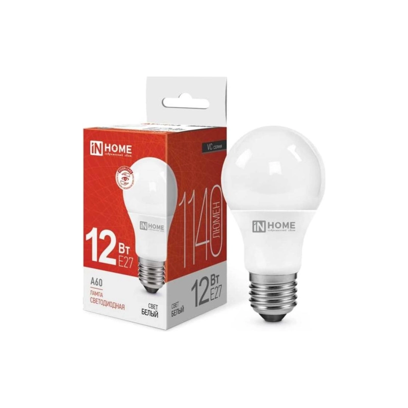 Лампа светодиодн. LED-А60, 12 Вт 230В Е27, 4000К