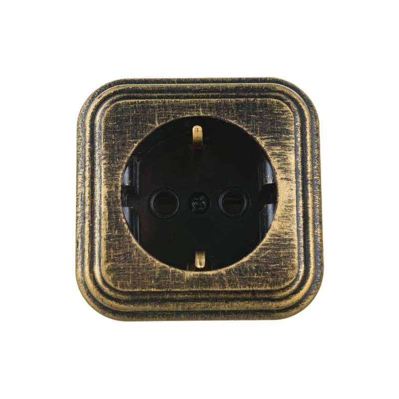 Розетка RA 16-133-ЧБ с/з наруж, ч/бронза (пластик)