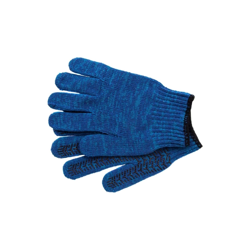 Перчатки х/б трикотаж ПВХ-гель, усилен., синие, 8 нитей, 7кл. Сибртех (68183)