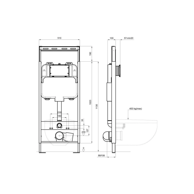 Инсталляция Aquatek Easy Fix 51 для подвесного унитаза, звукоизоляц. прокладка, INS-0000009
