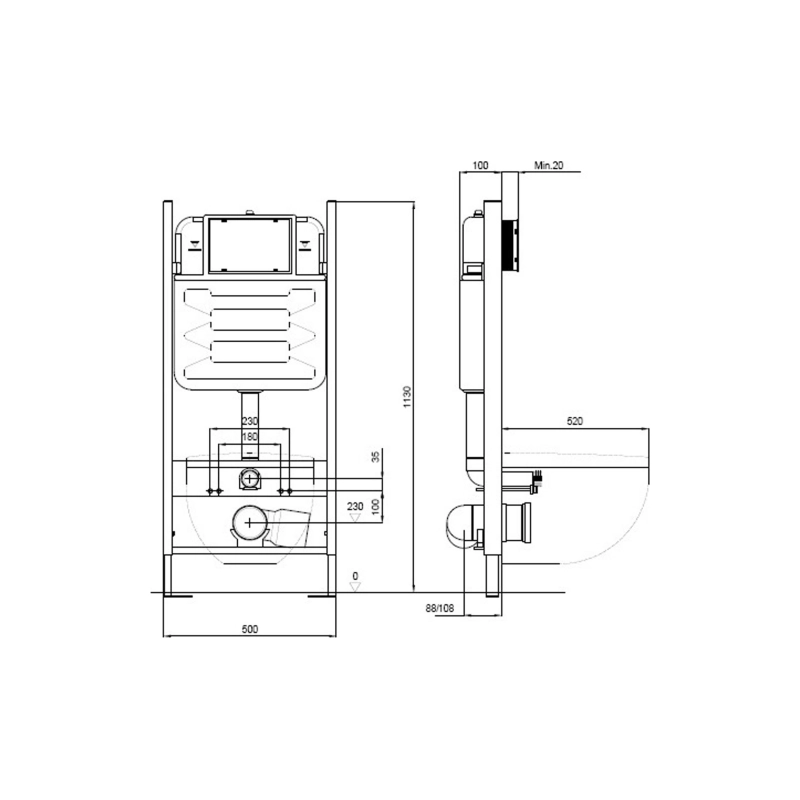 Инсталляция Aquatek ECO Standart 50 для подвесного унитаза, звукоизоляц. прокладка, INS-0000014