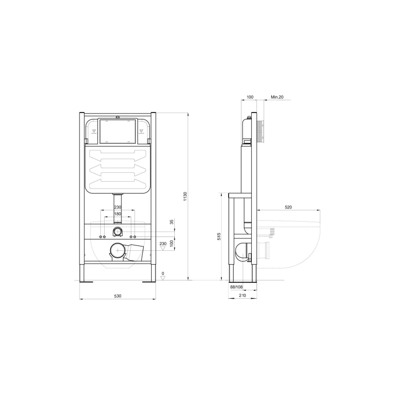 Инсталляция Aquatek Standart 50 для подвесного унитаза, INS-0000016