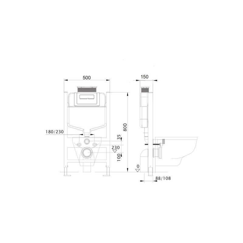 Инсталляция Aquatek 37 для подвесного унитаза, с верхней кнопкой смыва, INS-0000018