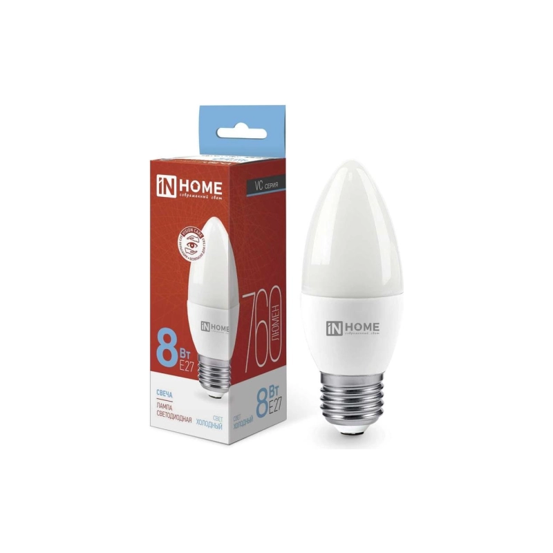 Лампа светодиодн. LED-СВЕЧА, 8 Вт Е27, 6500К