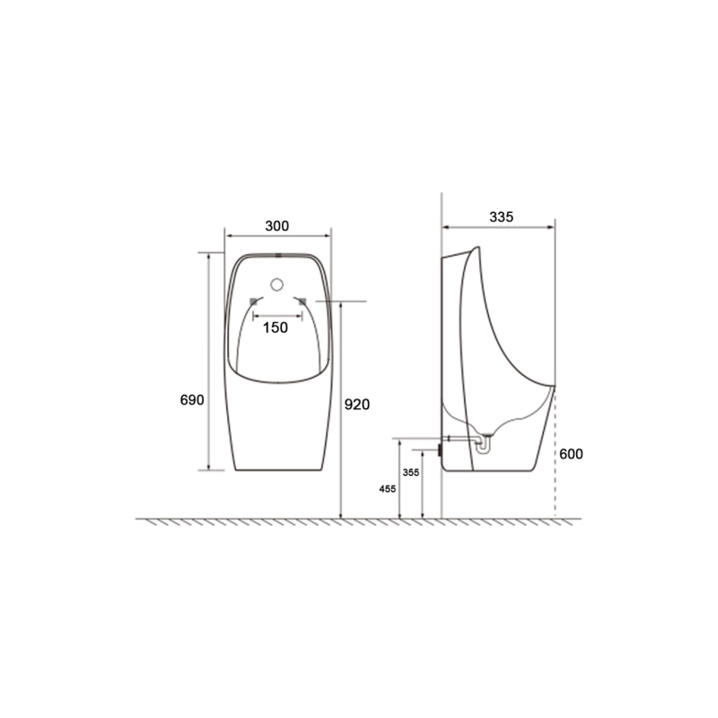 Писсуар Aquatek, 300х335х690, сенсорный смывной механизм, гор. вып., AQ3060-S-00