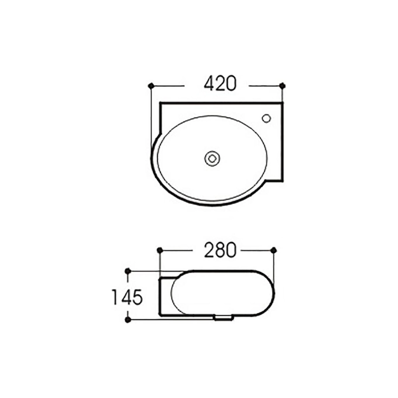 Раковина Aquatek 42 420х280х145 подвесная, правосторонняя, белая, AQ5304-00