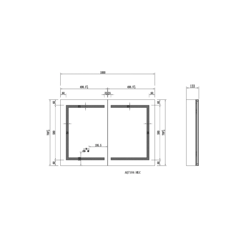 Зеркальный шкаф Aquatek 100 1000х700х133, сенс.выкл., светодиод.подсветка, универсальная, AQ7104-MLC