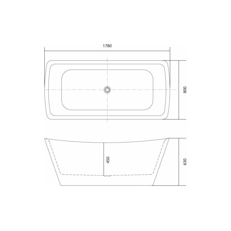 Ванна акрил. Aquatek Верса 178х80х63 см свободностоящая (сифон+ножки), AQ-4880