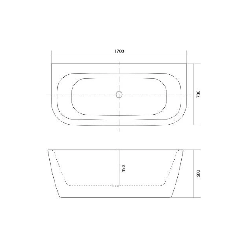 Ванна акрил. Aquatek Алтея 170х78х60 см свободностоящая (сифон+ножки), AQ-123778