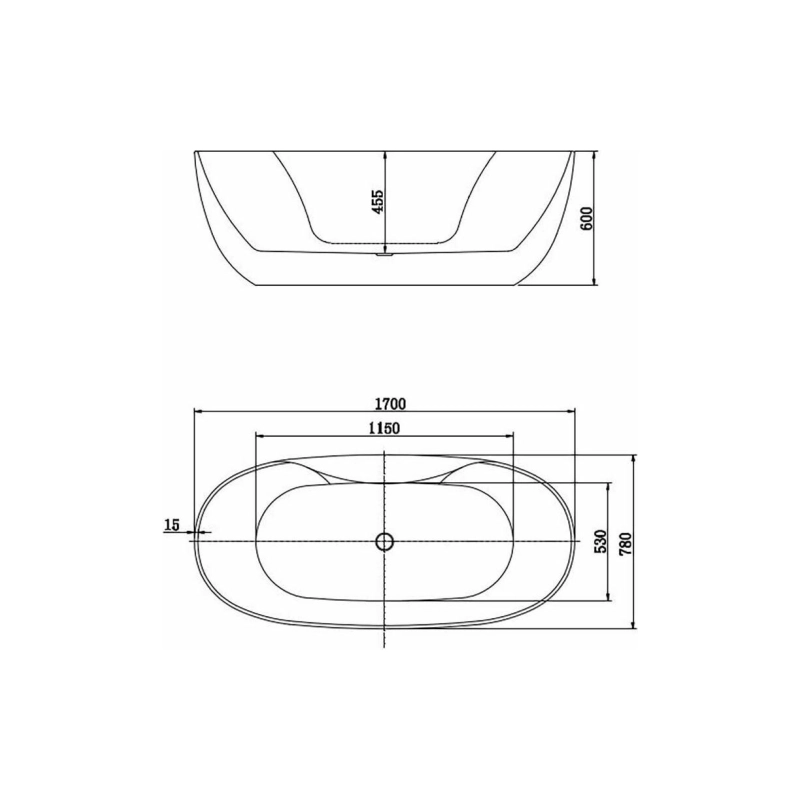 Ванна акрил. Aquatek Аполо 170х78х60 см свободностоящая (сифон+ножки), AQ-1155778