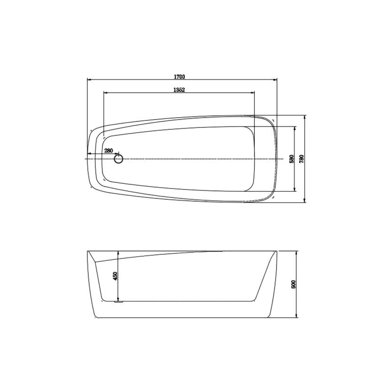 Ванна акрил. Aquatek Паола 170х78х60 см свободностоящая (сифон+ножки), AQ-190778