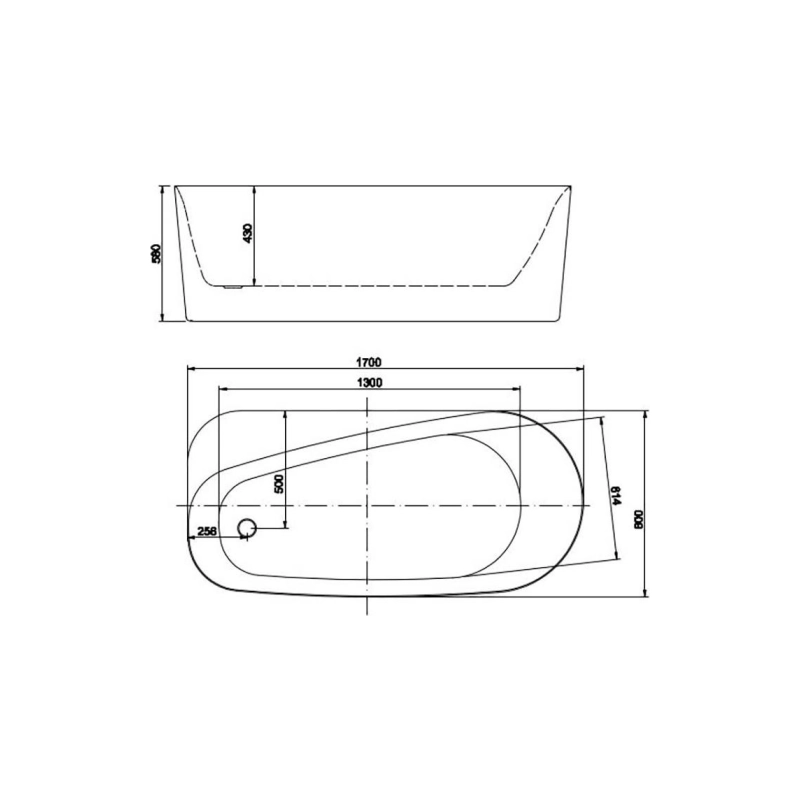Ванна акрил. Aquatek Прима 170х80х58 см свободностоящая (сифон+ножки), AQ-1115780