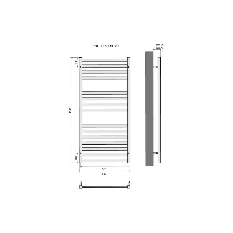 Полотенцесушитель водяной Aquatek Лира 500х1100, 16 секций, хром, AQ KP1610CH