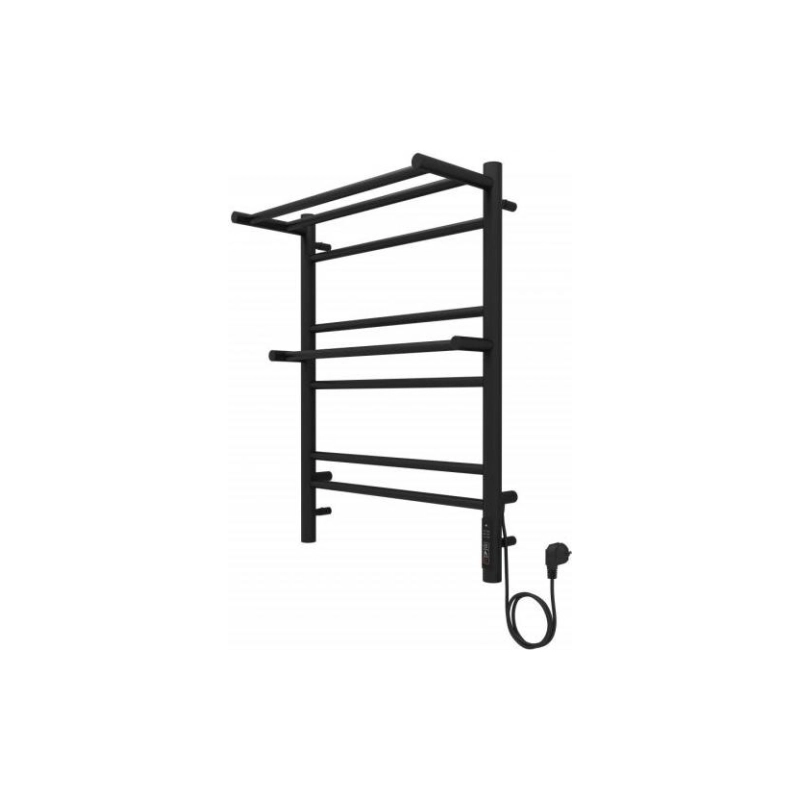 Полотенцесушитель эл. Альфа 500х700, 7 секций, с полкой, черный муар, AQ EL RRP0770BL