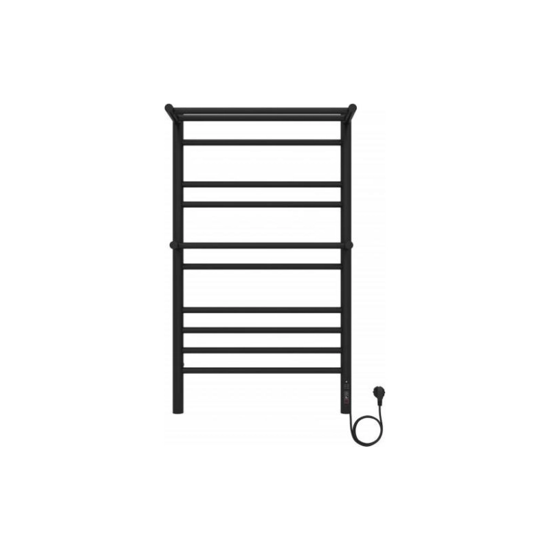 Полотенцесушитель эл. Альфа 500х900 10 секций, с полкой, черный муар, AQ EL RRP1090BL
