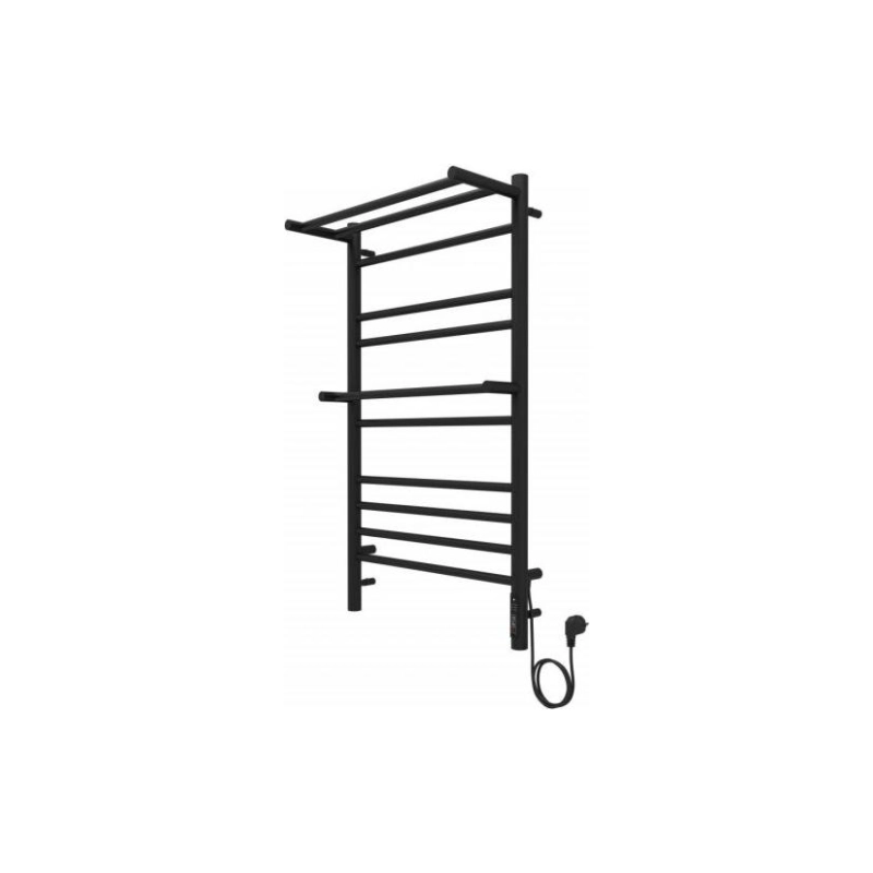 Полотенцесушитель эл. Альфа 500х900 10 секций, с полкой, черный муар, AQ EL RRP1090BL