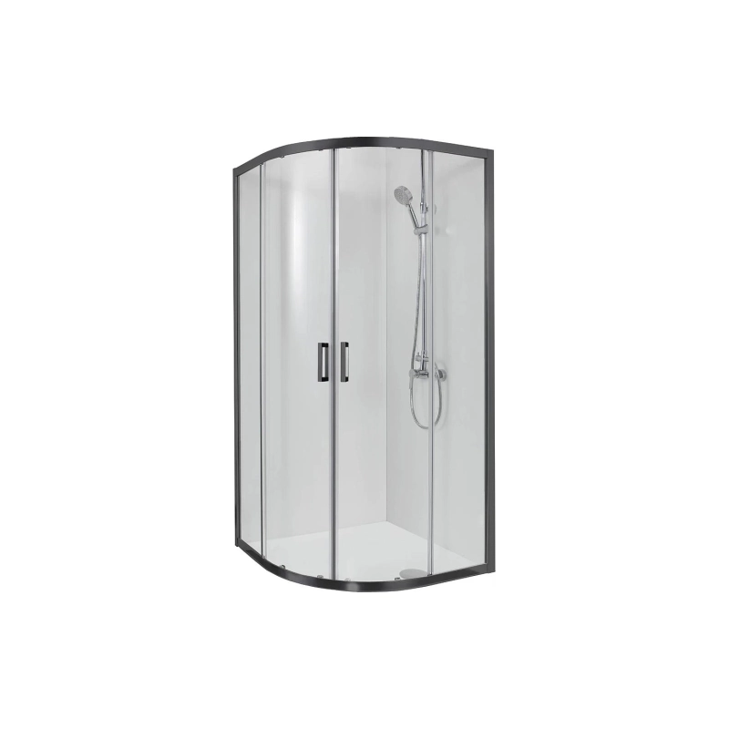 Душевое ограждение Aquatek Ария 80x80x200 см, 1/4 круга, б/поддона, черный, AQ ARI RO 08020BL