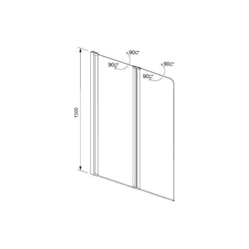 Шторка для ванны Aquatek Дельта 100х150 см, двухэлементная, поворотная, хром, AQ DEL SBA 10015CH