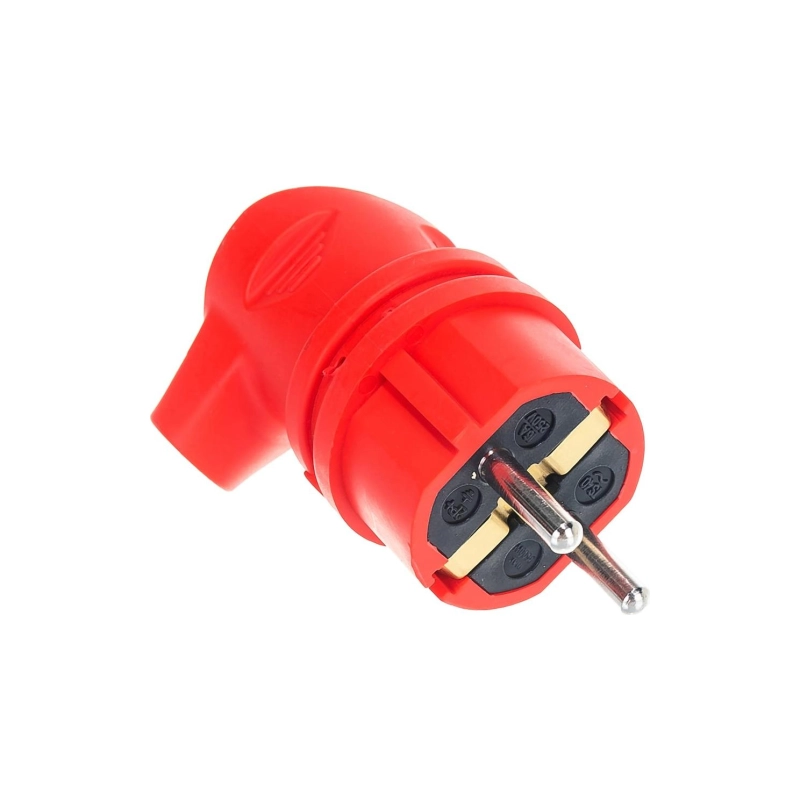 Вилка ЭРА V9(RED) IP44 с/з 90* 16А каучук, красн.