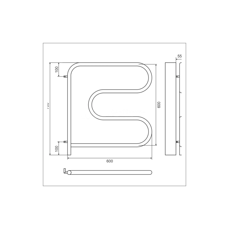 Полотенцесушитель эл. TERMINUS F-обр. 600х600 поворотный, хром, 4620768883897